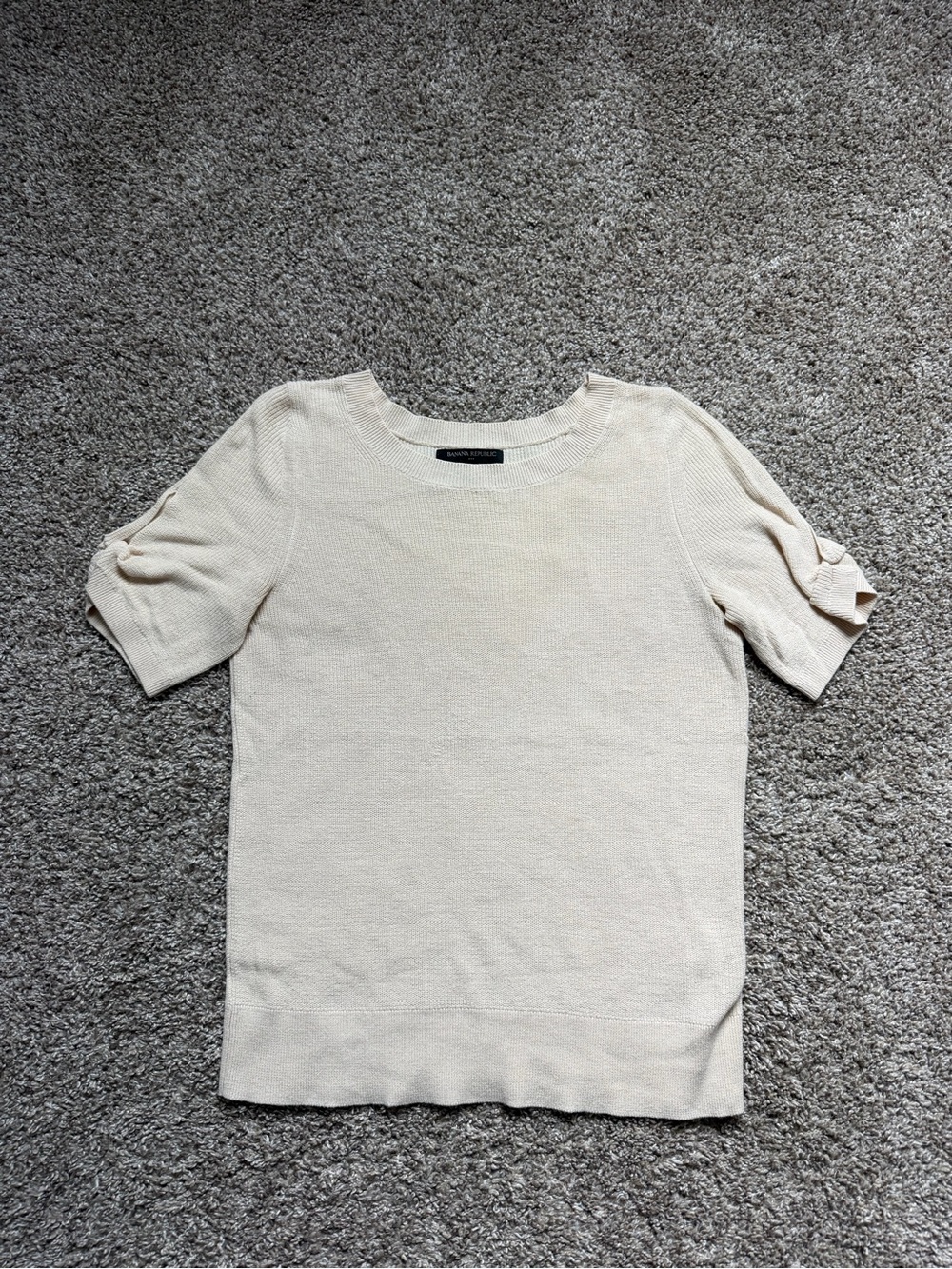 Banana Republic Cream Short-Sleeve Knit Top